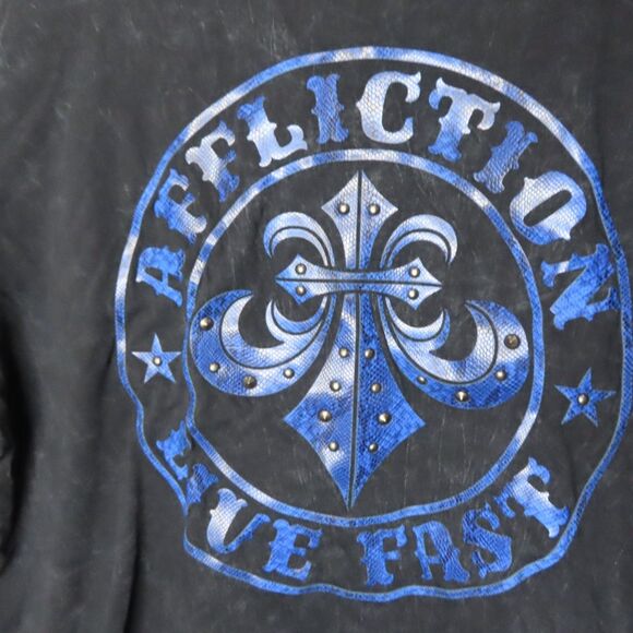 Affliction Live Fast Shirt 3XL Black Cotton Short Sleeve Crew Neck Graphic Tee - Picture 3 of 9